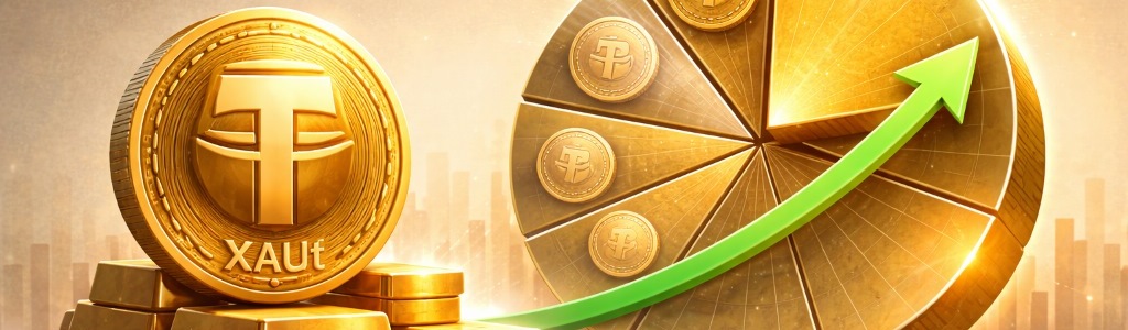 XAU₮ passed $4B and about 60% share as gold-backed tokens grew from ~$1.3B to $4B+ in 2025.