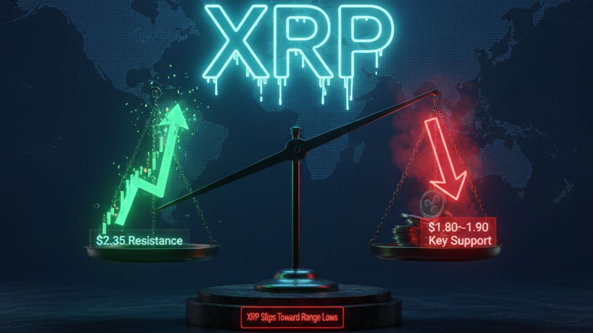 XRP falls towards range lows-