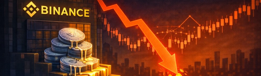 CryptoQuant data puts Binance’s ETH exchange supply ratio near 0.0296, the lowest since August 2024, signaling accelerated withdrawals.