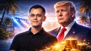 CZ appeared at a Trump family crypto forum at Mar-a-Lago, pitching Binance.US expansion as regulation eases and ties to USD1 stablecoin draw scrutiny.