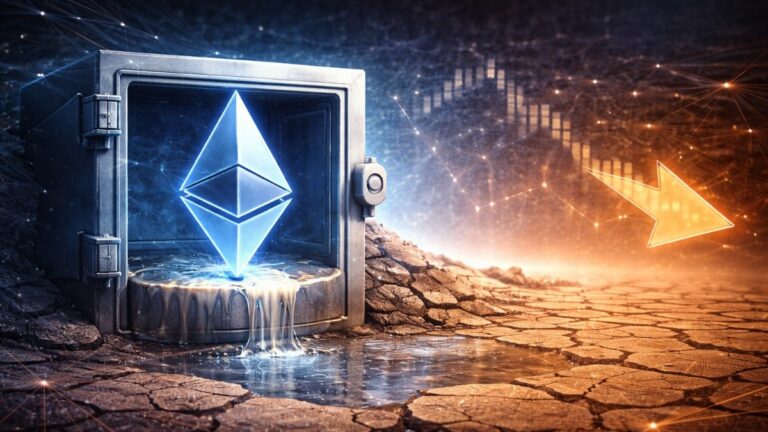 Ethereum exchange balances fell to a 10-year low near 15.3M ETH as staking and DeFi absorb supply, tightening liquidity amid volatility.