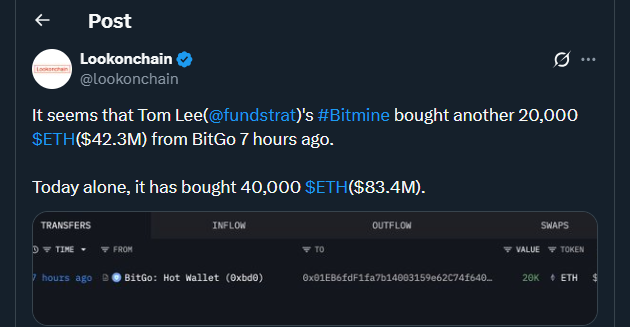 Tweet by lookonchain