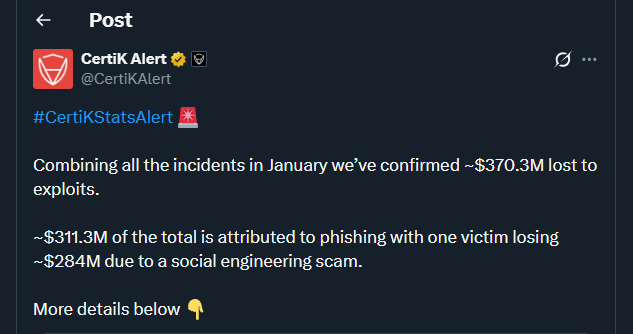 Tweet by CertiKAlert