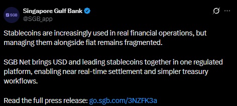 Singapore gulf bank stablecoins