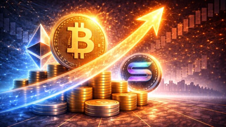 Bitcoin hit a fresh monthly peak near $74K before easing, lifting ETH above $2.1K and SOL to $90 as PI led selective altcoin strength.