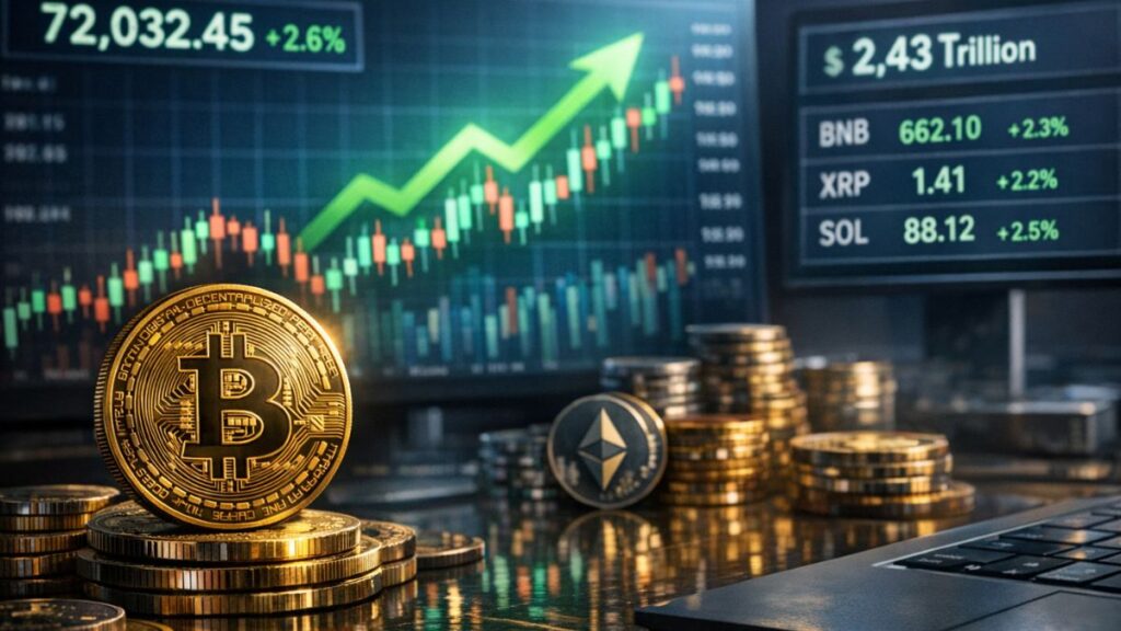 Bitcoin Breaks Above $72K With Crypto Market Up 2.5% in Broad Rally