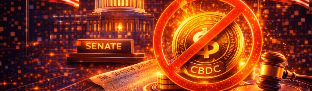 The Senate voted 89-10 to attach a CBDC ban amendment to the housing bill, signaling broad resistance to a Federal Reserve digital dollar.