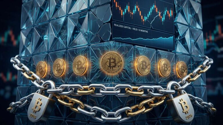 CryptoQuant's UTXO Age Bands analysis shows that coins held for more than six months maintain their realized capitalization with no signs of distribution.