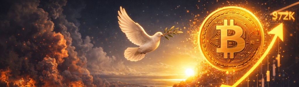 Bitcoin rebounded from $65,000 last week to $72,379 after Washington announced a two-week ceasefire with Iran and moved toward reopening Hormuz.