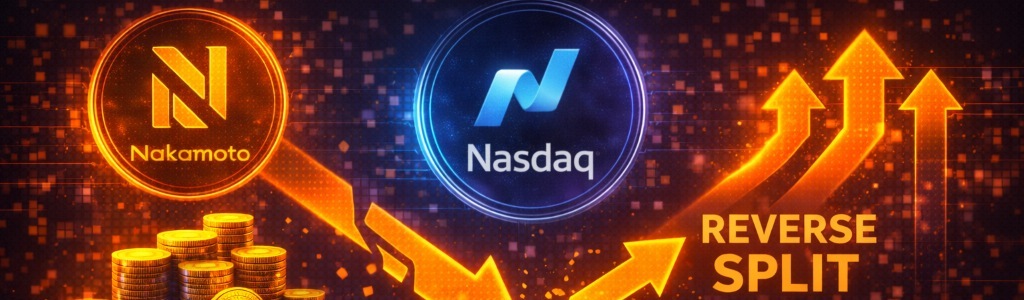 Nakamoto is seeking shareholder approval for a reverse stock split between 1-for-20 and 1-for-50 to lift its share price above Nasdaq’s $1 minimum.