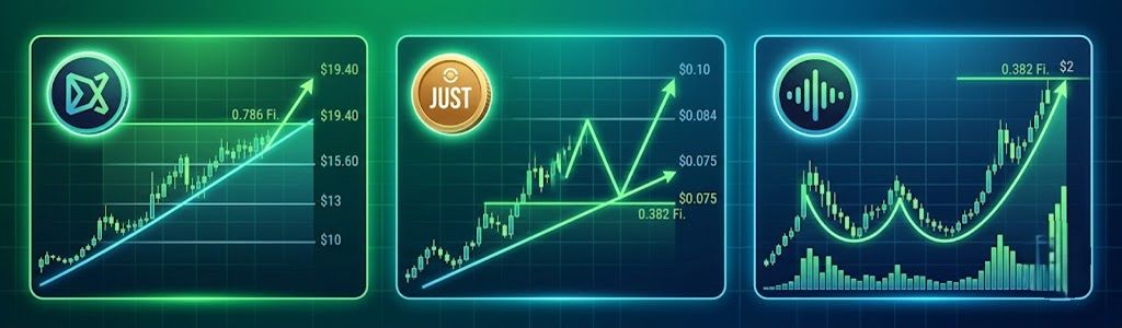 DeXe, JUST and Audiera have accumulated gains of up to 13% in the last 24 hours