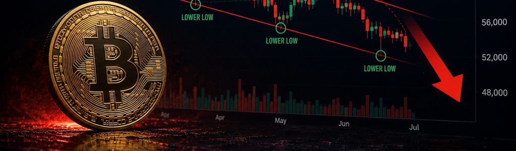 From a technical perspective, Bitcoin has developed a sequence of lower highs and lower lows after losing the psychological $60,000 level