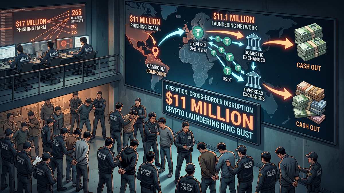 South Korea Busts Crypto Laundering Network Tied to $11M Cambodian Scam