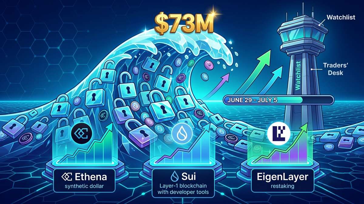 $73 million in digital assets will enter the crypto market between June 29 and July 5