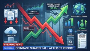 Coinbase shares fell by nearly 7%.