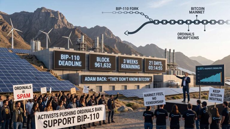The BIP-110 proposal faces its deadlineāthree weeks away from block 961,632āwith only 0.86% support.
