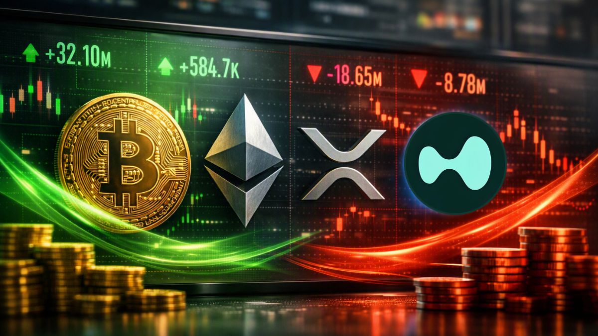 Bitcoin ETF Inflows Return, Ether Funds Slip, XRP Gains $584K, HYPE Drops $8.78M