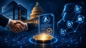 BlackRock backs the CLARITY Act as Tom Lee argues programmable money and AI agents could reshape finance, even as Senate delays threaten passage.