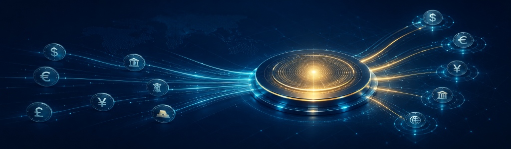 Quant Fusion is presented as a shared layer connecting stablecoins