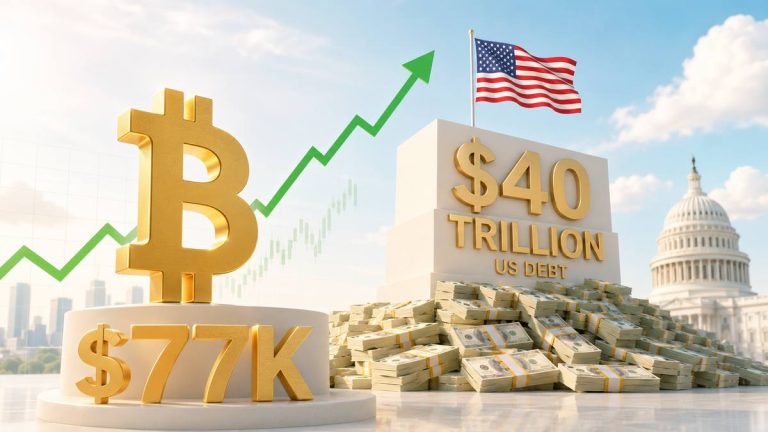 Bitcoin Breaks $77K as US Debt Hits $40 Trillion