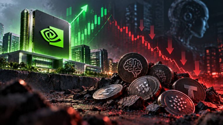 AI crypto tokens remain 70%-90% below their highs despite Nvidia’s $96.2B quarterly revenue, exposing a widening value-capture gap.