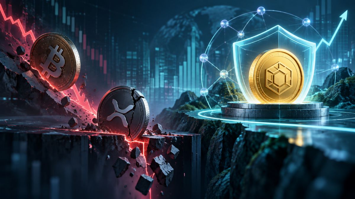 Bitcoin falls toward $78K as XRP breaks $1.40 support, while BNB and selected DeFi tokens resist broader crypto market weakness.