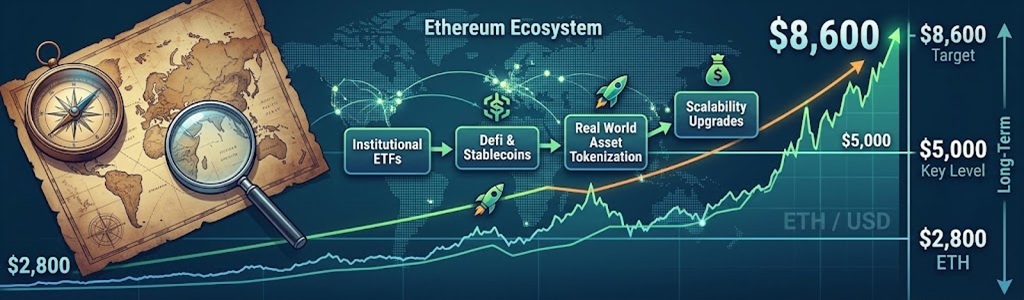 Veteran trader Peter Brandt projects Ethereum could eventually reach $8,600 after breaking above $5,000.