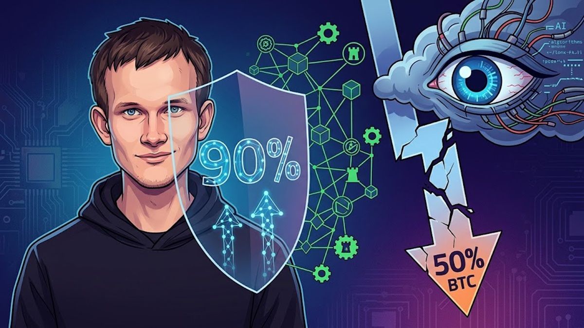 Vitalik Buterin Positions 90% of His Wealth Against a 50% BTC Drop