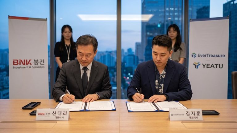 BNK Investment and fintech EverTreasure seal a partnership in South Korea to structure tokenized securities
