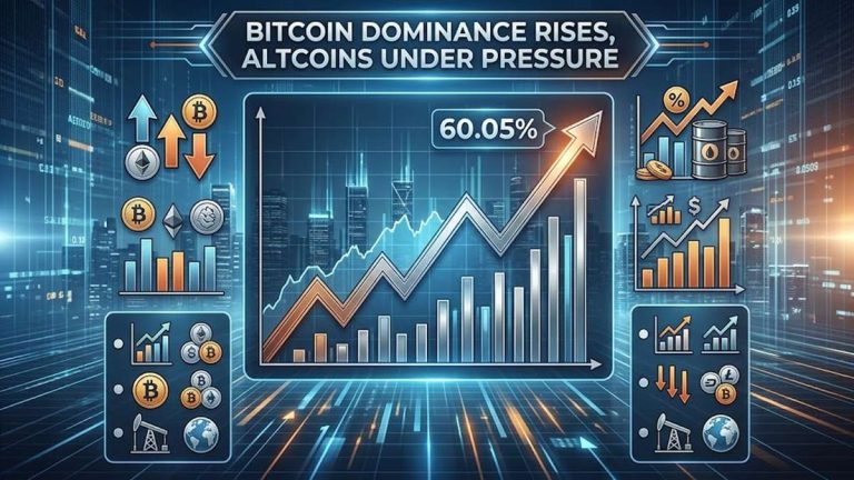 Bitcoin Dominance Climbs to 60.05% as Altcoins Face Mounting Pressure
