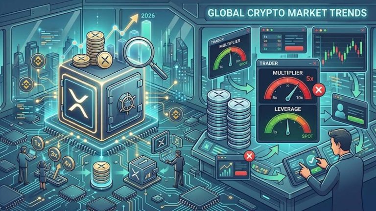 XRP Exchange Reserves Near 2026 High as Binance Traders Cut Leverage