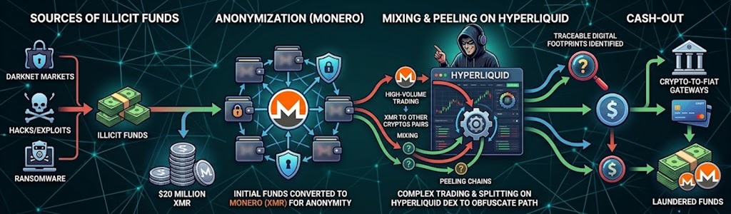 Blockchain investigator ZachXBT linked more than $20 million in suspected illicit funds to FreedomXMR (FXMR), a Monero swap service operating through Hyperliquid Core.