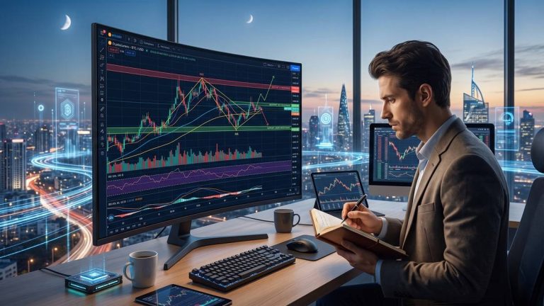 interpreting Japanese candlesticks, volume, and technical structure on crypto charts to identify trends