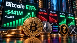 Bitcoin ETFs Pull In $441M Over Four Days, Zcash Extends Winning Streak