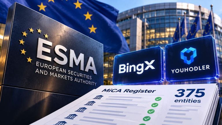 ESMA Expands MiCA Register to 375 Entities With BingX and YouHodler Additions