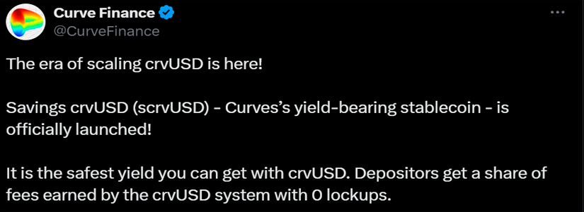 Curve Finance lanza la stablecoin scrvUSD, que busca retornos de DeFi de bajo riesgo