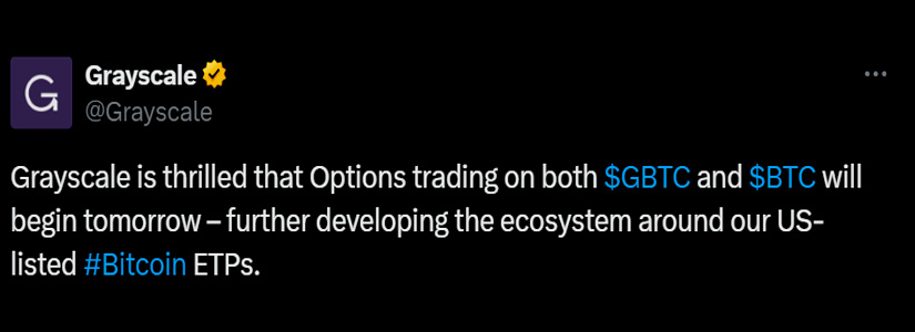 Grayscale lanzará hoy el trading de opciones para sus ETF de Bitcoin