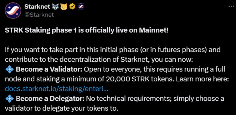 starknet staking tweet post