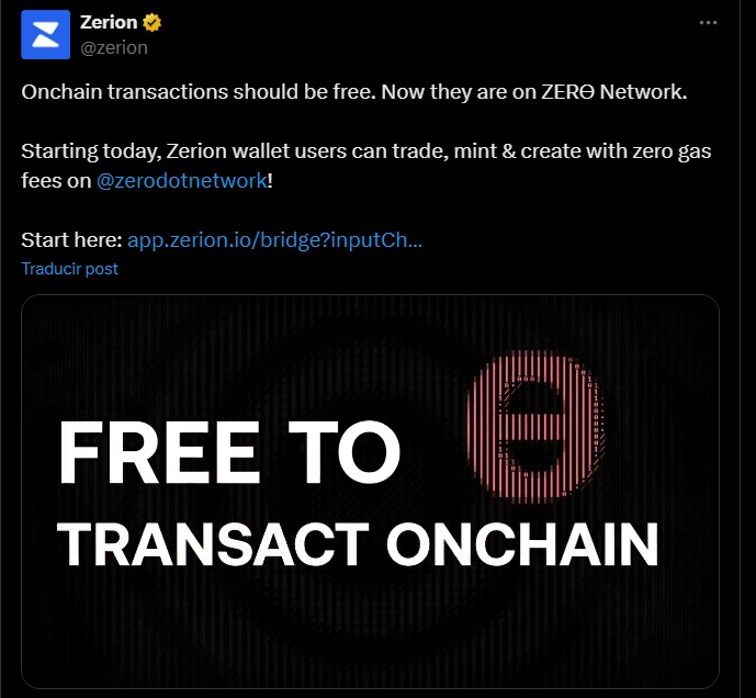 zerion zero network tweet post