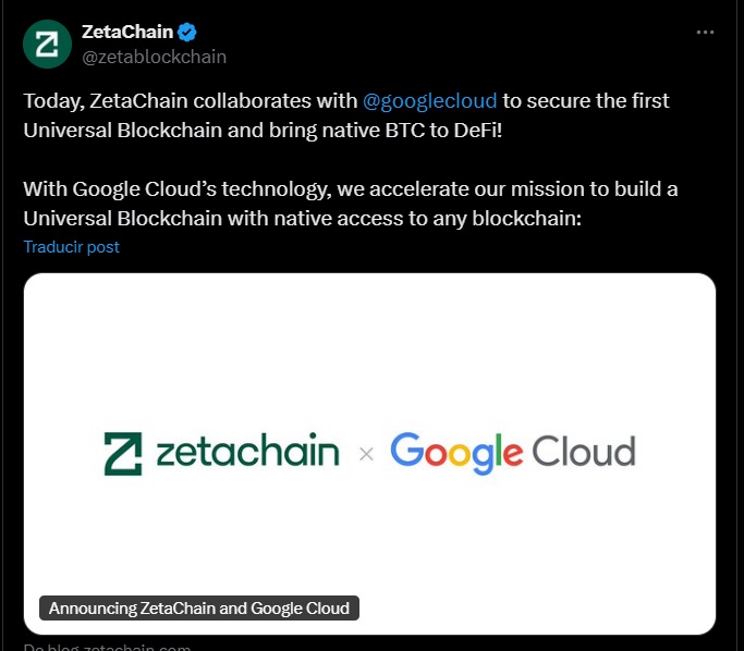 zetachain google cloud tweet 1 post