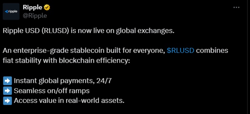 ripple rlusd stablecoin tweet