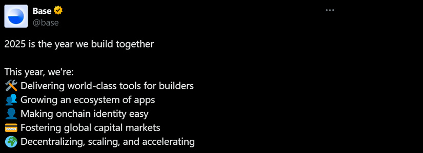 Base revela estrategia para 2025: desarrolladores, crecimiento del ecosistema y objetivo de $100 mil millones