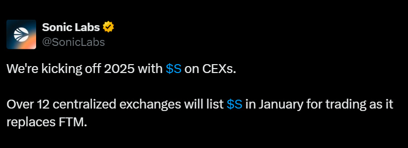 Sonic Labs anuncia el lanzamiento del token S y la transición a FTM