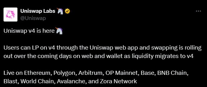 uniswap v4 tweet