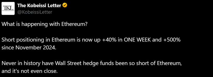 Ethereum se enfrenta a un aumento sin precedentes de posiciones cortas: ¿se avecina una caída?