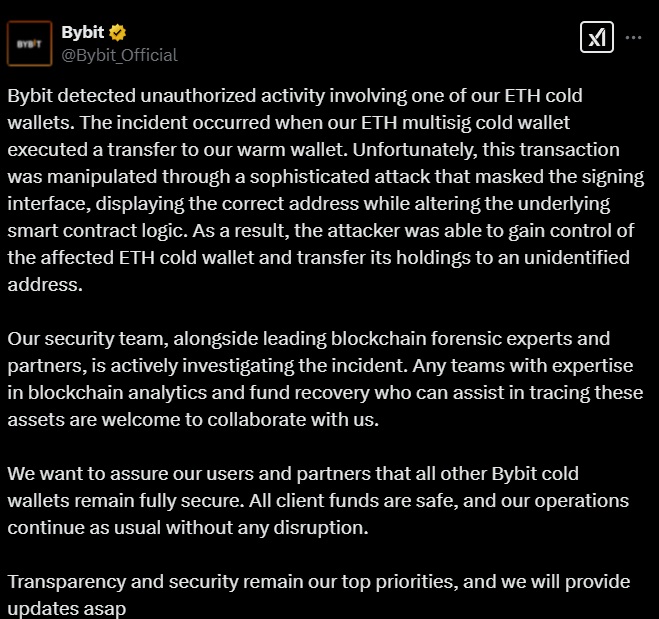 bybit hack tweet