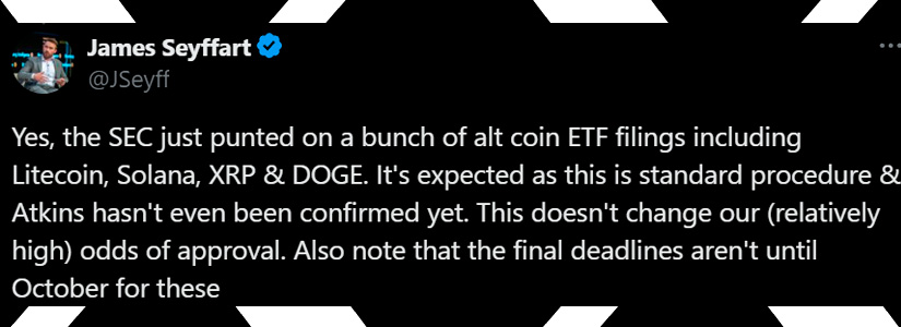 La SEC extiende el periodo de revisión de los ETF de XRP y Solana – Próxima fecha límite en mayo