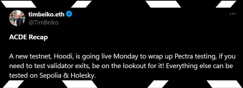 Desarrolladores de Ethereum lanzan la testnet «Hoodi» para finalizar la activación de Pectra