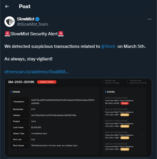 Tweet de SlowMist_Team