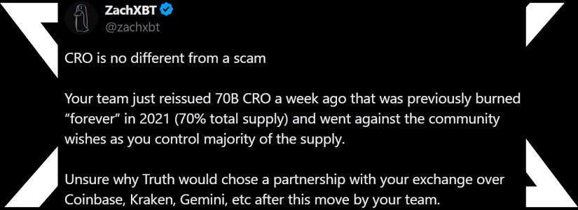 Escándalo de CRO de $70 mil millones en Crypto.com: "No es diferente a una estafa", afirma un experto